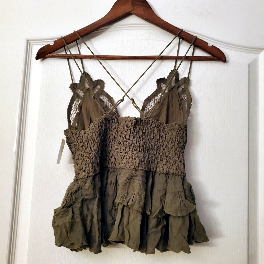 Free People Womens Adella Cami In Olive Sparrow S NWT - Picture 6 of 8